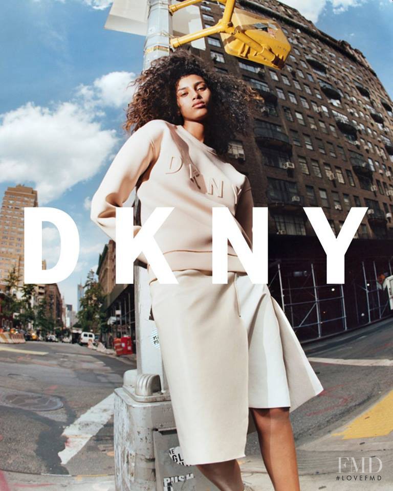 Imaan Hammam featured in  the DKNY advertisement for Pre-Fall 2017
