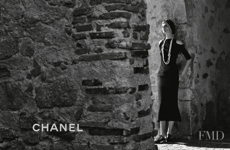 Stella Tennant featured in  the Chanel advertisement for Cruise 2017