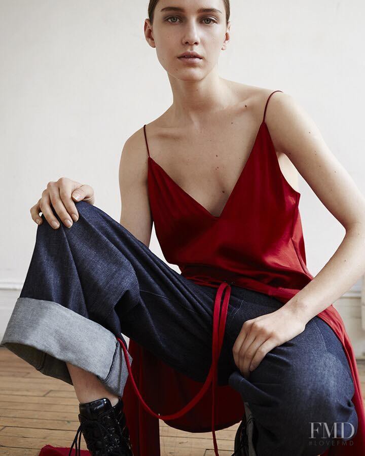 Sofia Tesmenitskaya featured in  the DKNY lookbook for Fall 2016