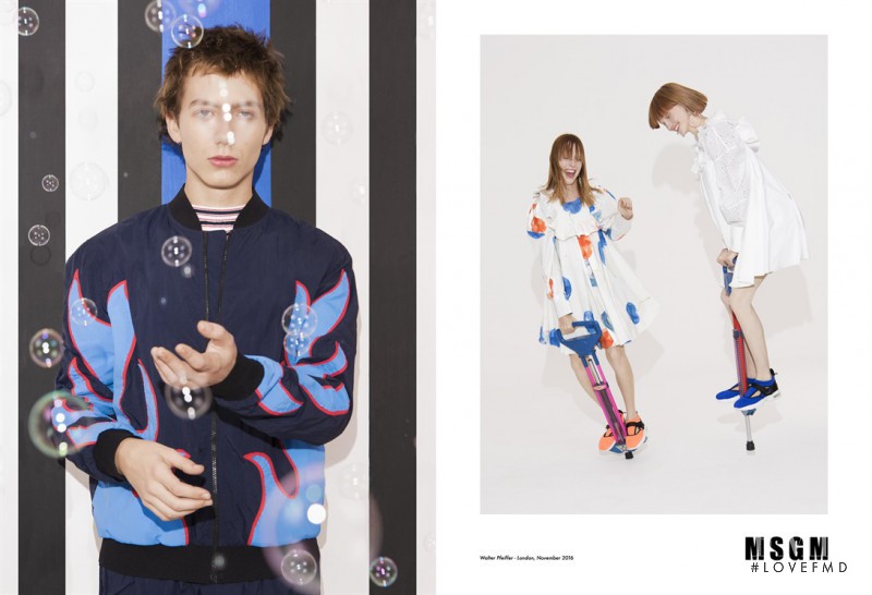 Paul Hameline featured in  the MSGM advertisement for Spring/Summer 2017