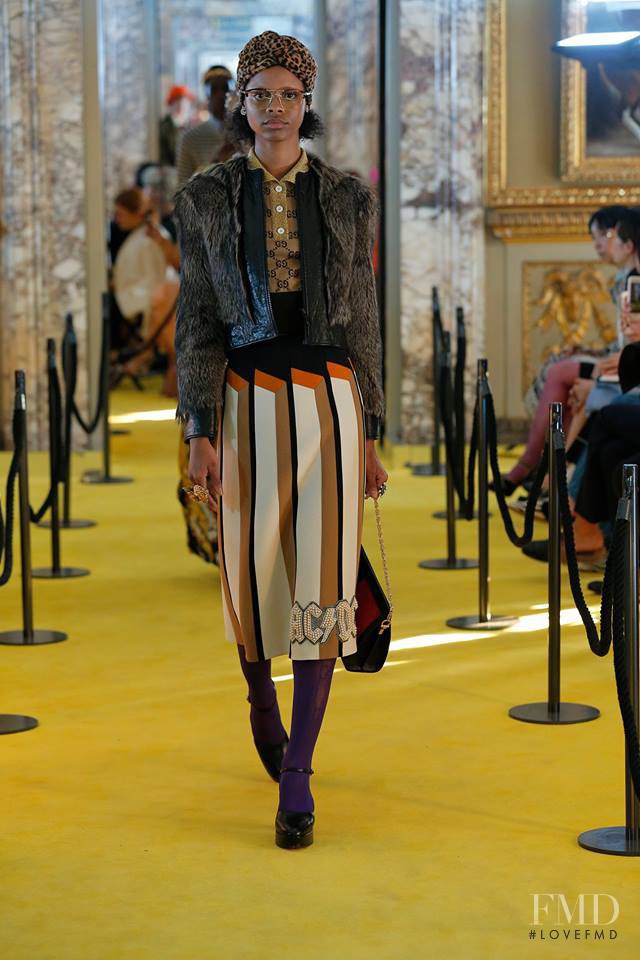 Aaliyah Hydes featured in  the Gucci fashion show for Resort 2018