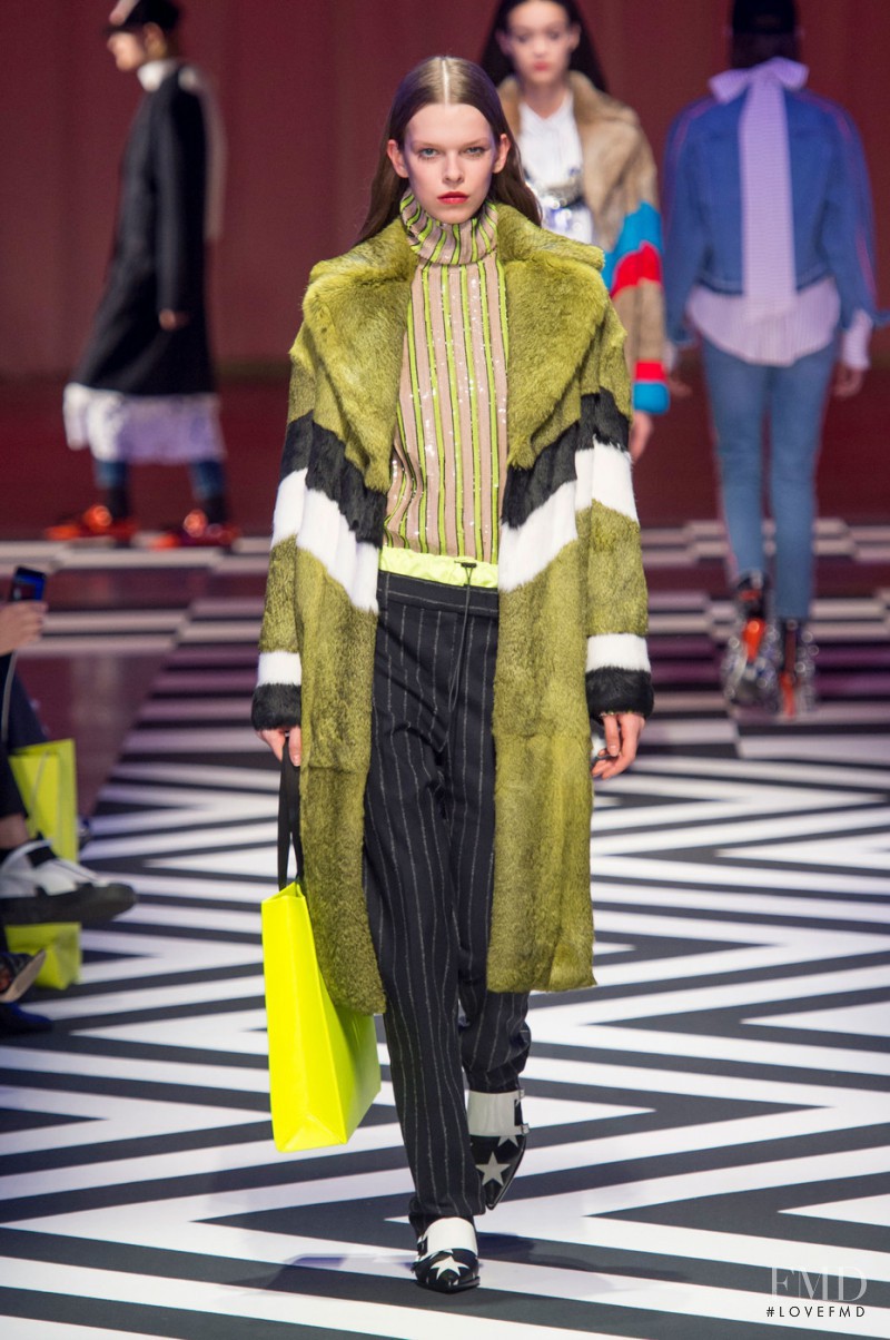 Giedre Sekstelyte featured in  the MSGM fashion show for Autumn/Winter 2017