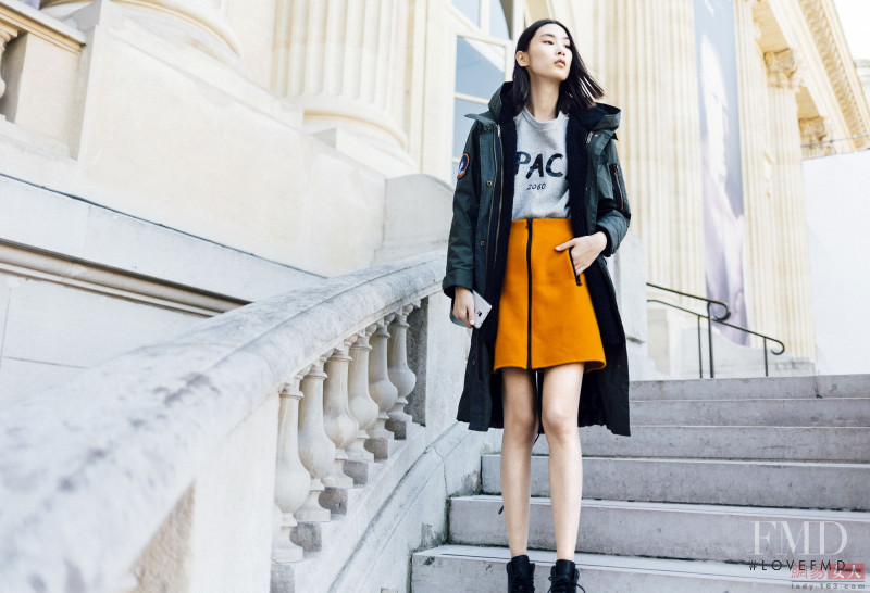 Dongqi Xue featured in  the MO&Co. lookbook for Fall 2015