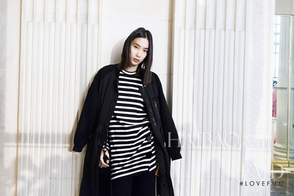 Dongqi Xue featured in  the MO&Co. lookbook for Fall 2015