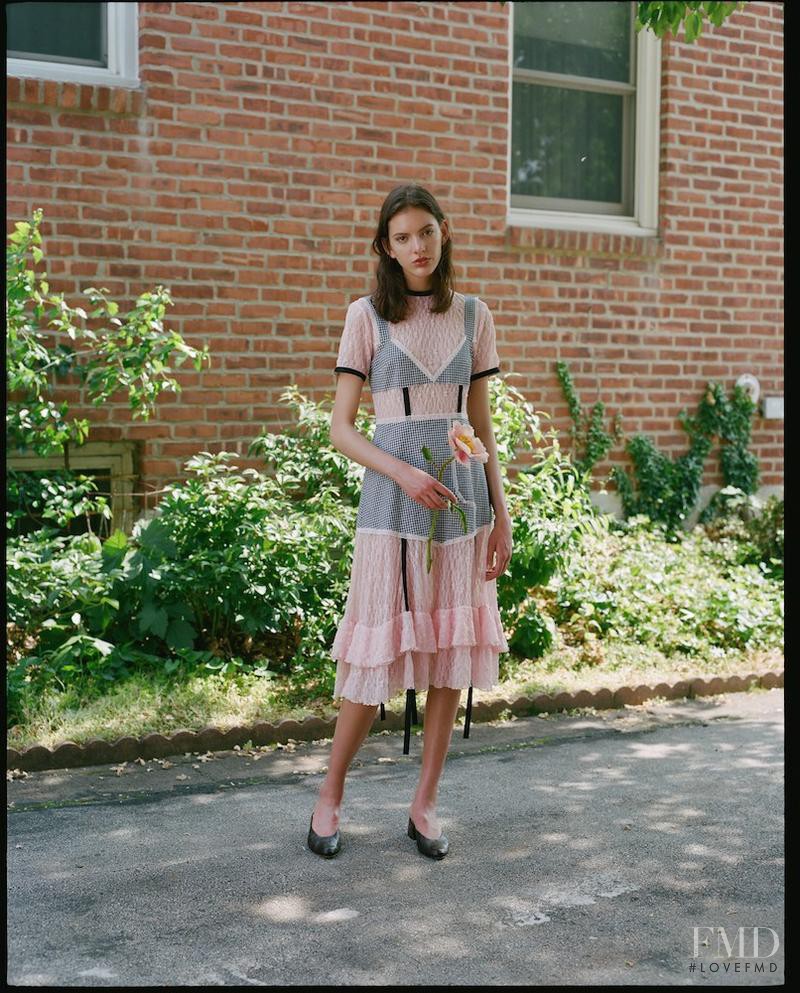 Caroline Reagan featured in  the Sandy Liang lookbook for Resort 2017