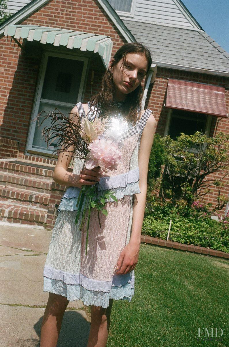 Caroline Reagan featured in  the Sandy Liang lookbook for Resort 2017