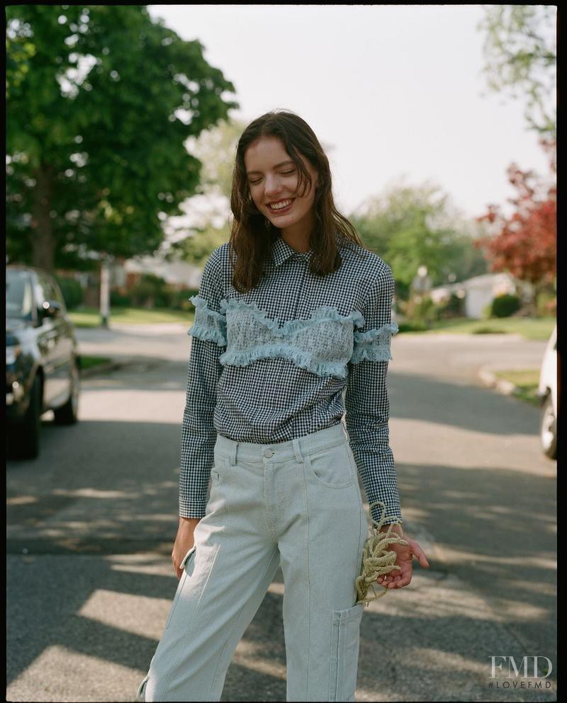 Caroline Reagan featured in  the Sandy Liang lookbook for Resort 2017