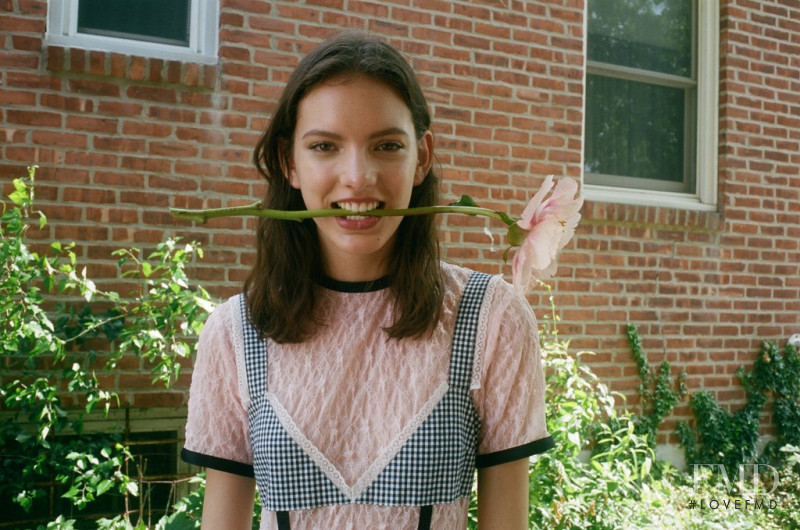 Caroline Reagan featured in  the Sandy Liang lookbook for Resort 2017