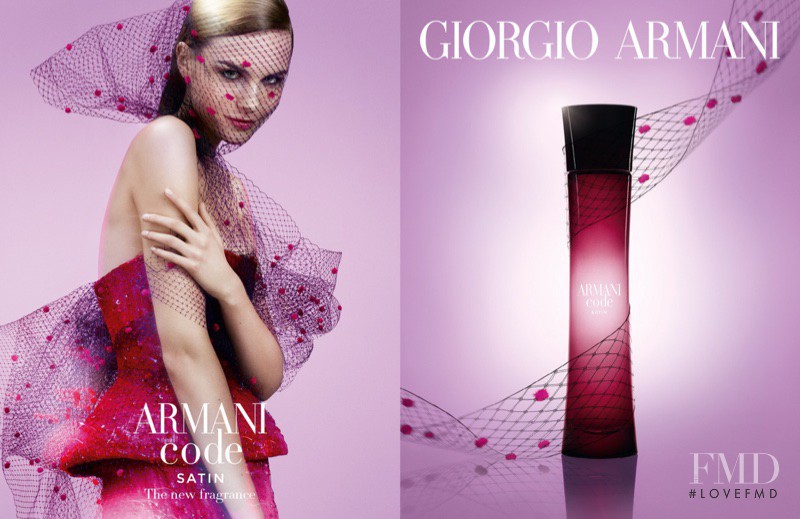 Julija Steponaviciute featured in  the Armani Beauty Code Satin Fragrance  advertisement for Autumn/Winter 2015