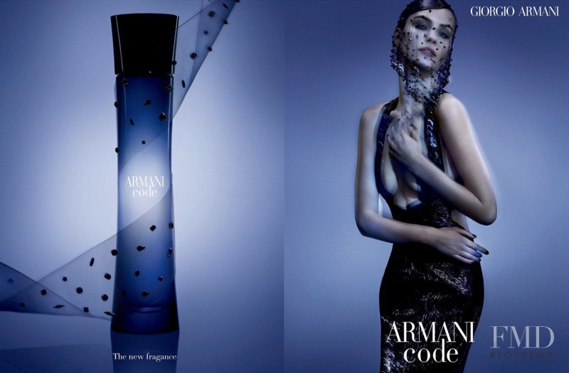 Julija Steponaviciute featured in  the Armani Beauty Code Satin Fragrance  advertisement for Autumn/Winter 2015