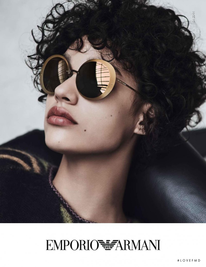 Damaris Goddrie featured in  the Emporio Armani Eyewear advertisement for Autumn/Winter 2016