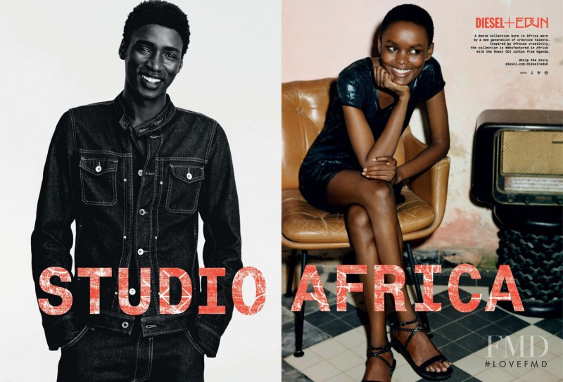 Flaviana Matata featured in  the Diesel + Edun advertisement for Spring/Summer 2013