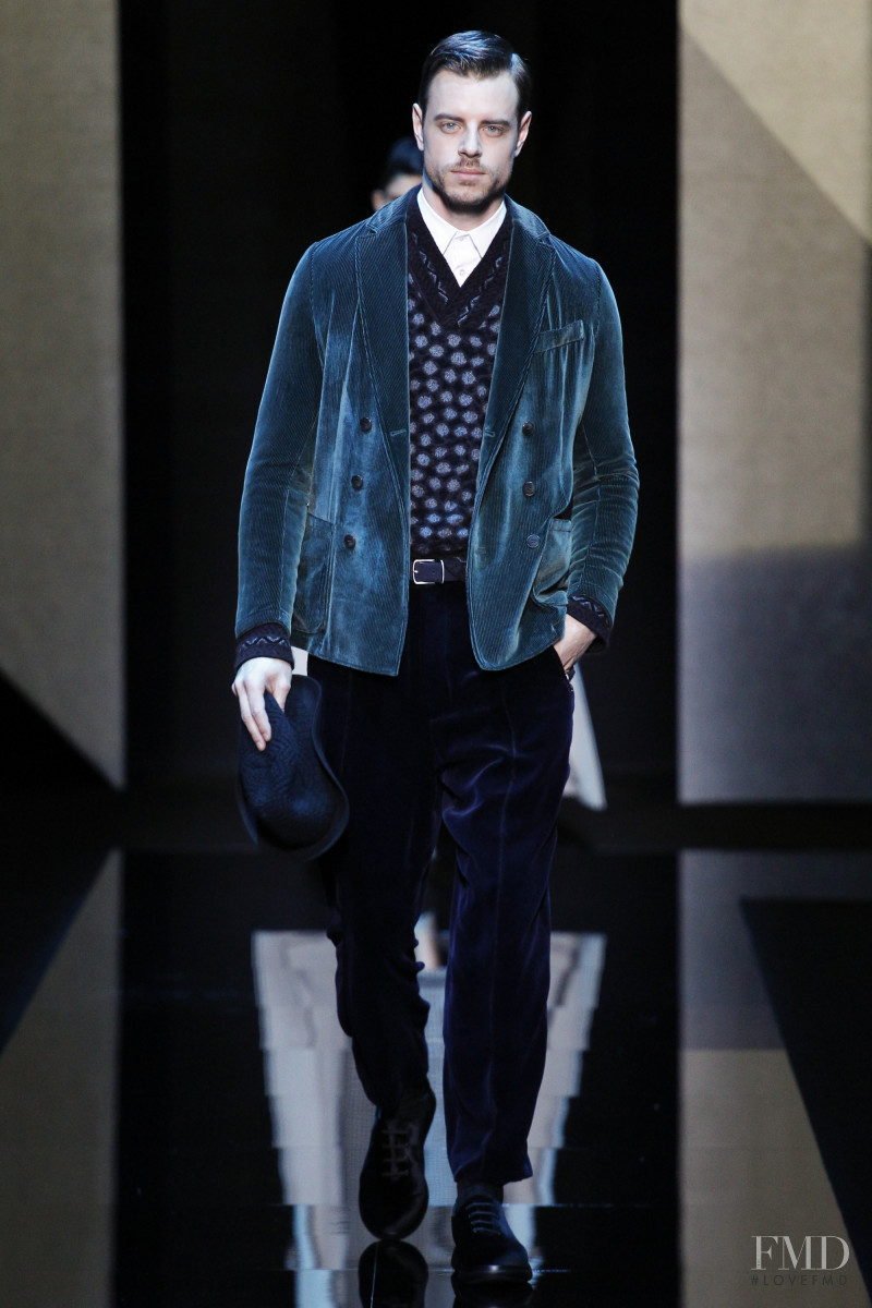 Martin Pichler featured in  the Giorgio Armani fashion show for Autumn/Winter 2017