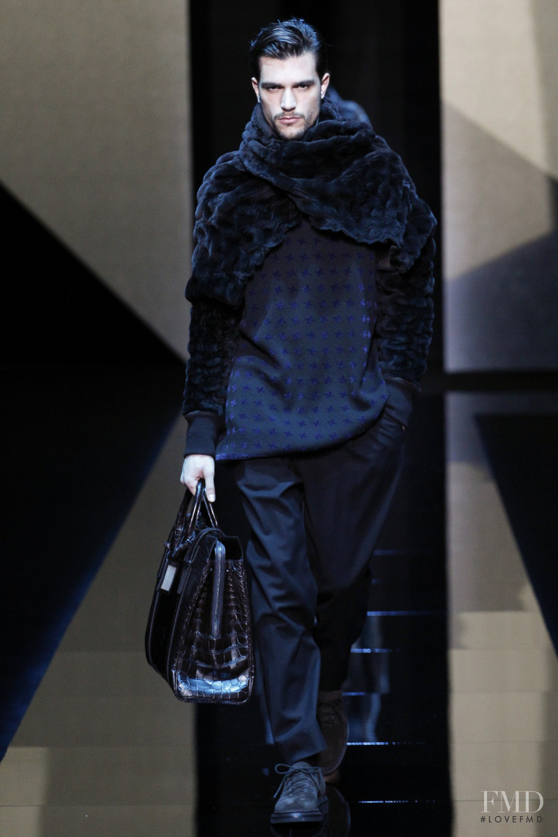 Andrea Zelletta featured in  the Giorgio Armani fashion show for Autumn/Winter 2017