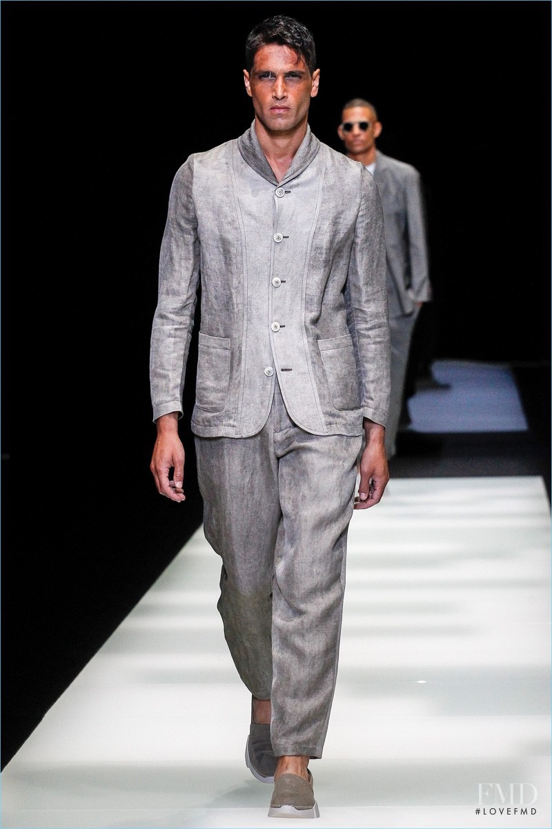Fabio Mancini featured in  the Giorgio Armani fashion show for Spring/Summer 2018