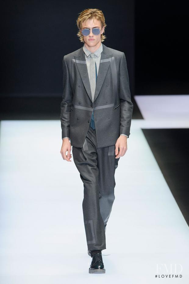 Lucky Blue Smith featured in  the Emporio Armani fashion show for Autumn/Winter 2016