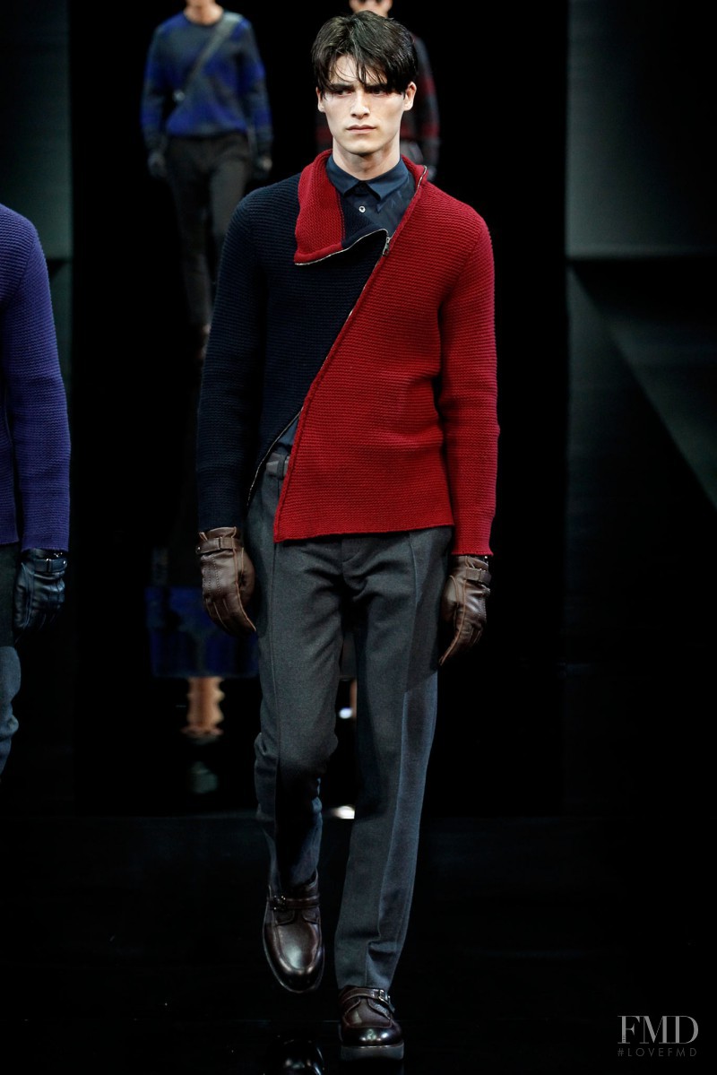 Arthur Daniyarov featured in  the Giorgio Armani fashion show for Autumn/Winter 2014