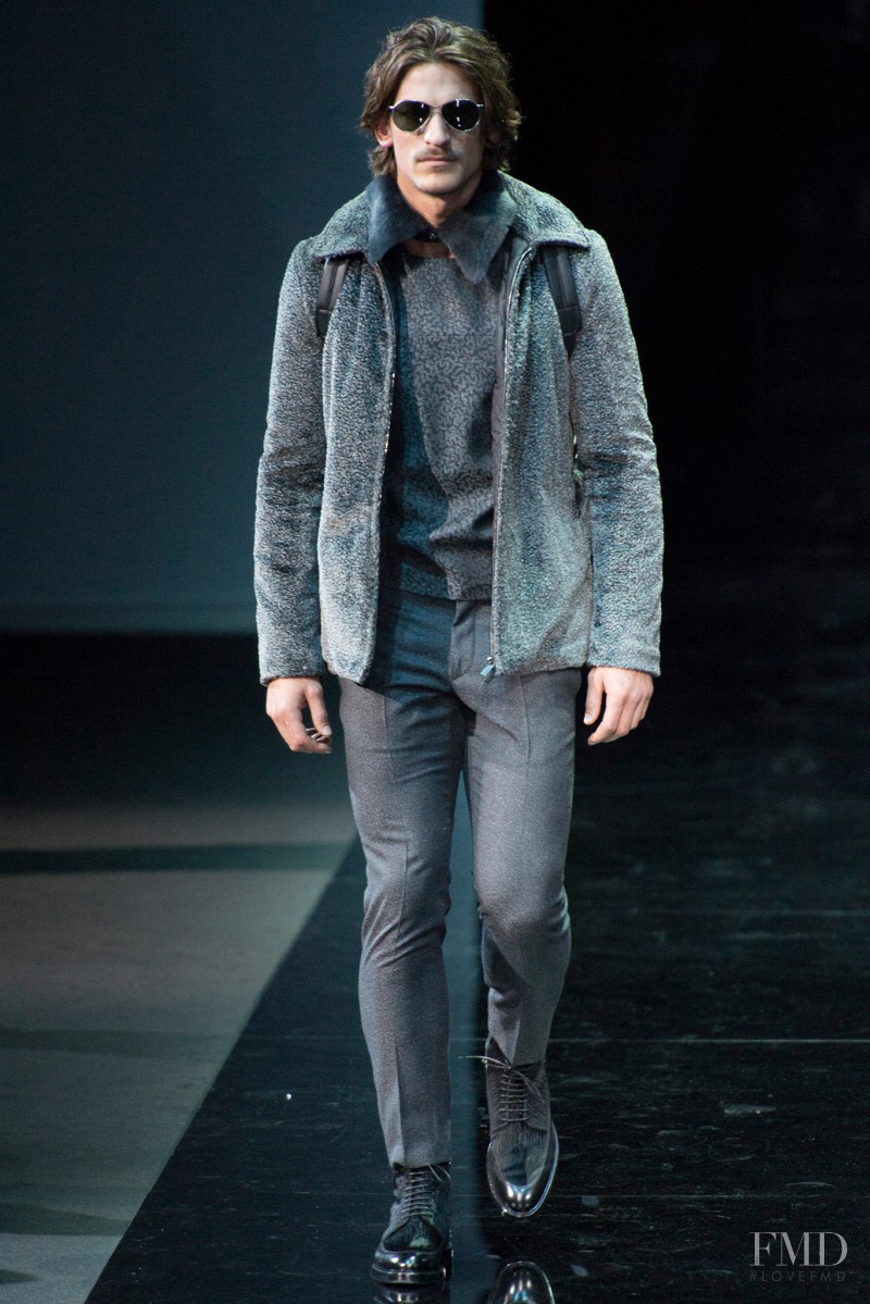 Jarrod Scott featured in  the Emporio Armani fashion show for Autumn/Winter 2014