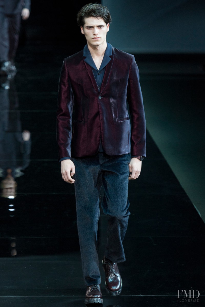 Arthur Daniyarov featured in  the Emporio Armani fashion show for Autumn/Winter 2014