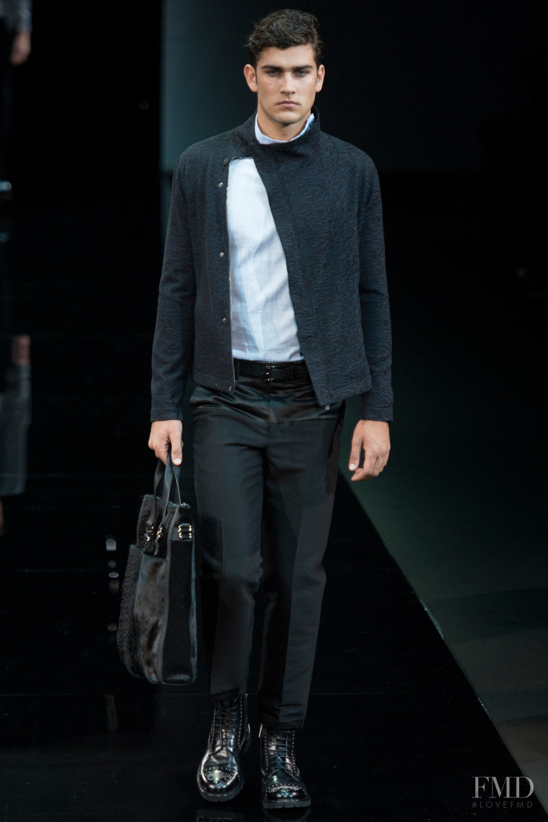 Jack Vanderhart featured in  the Emporio Armani fashion show for Autumn/Winter 2014