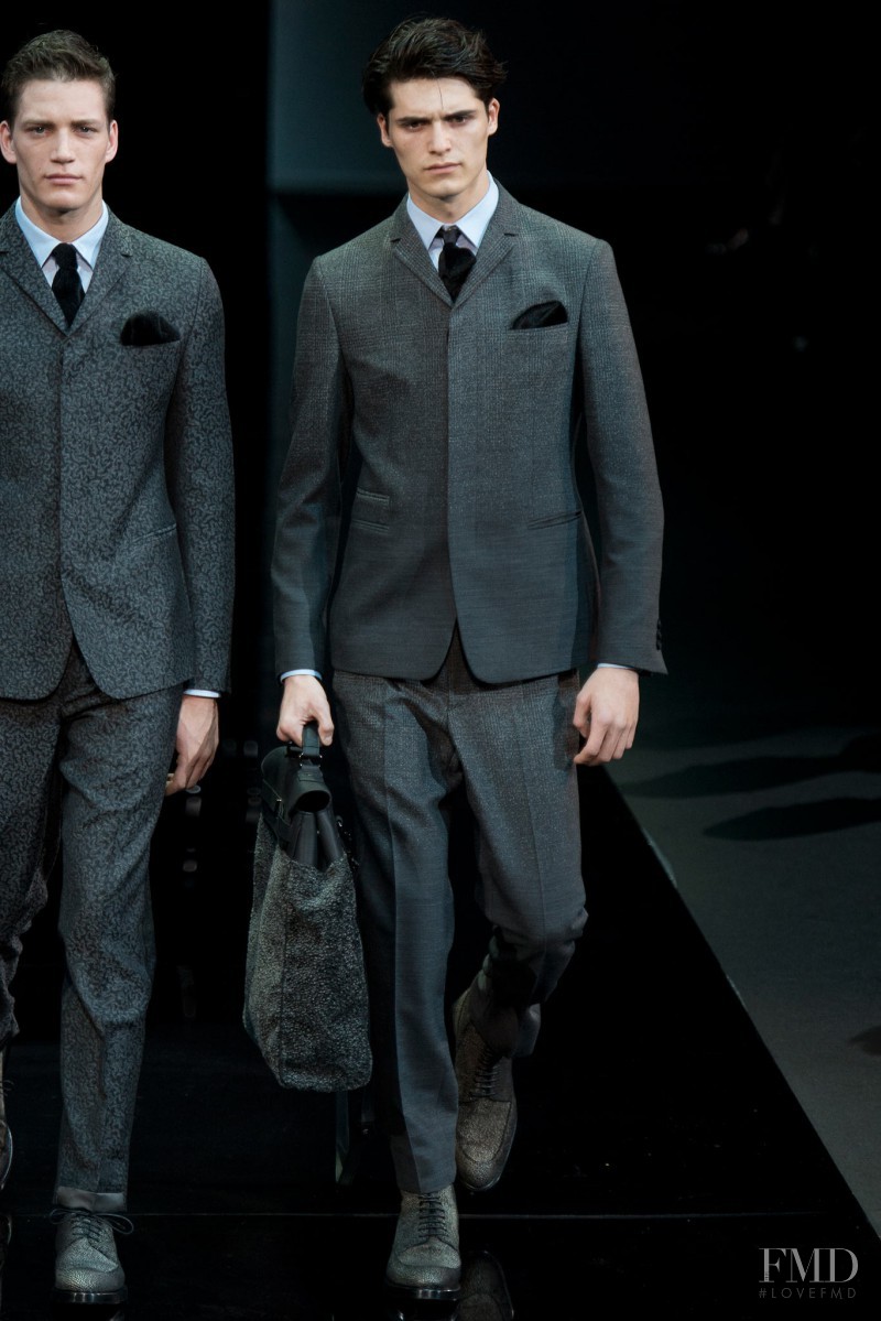 Arthur Daniyarov featured in  the Emporio Armani fashion show for Autumn/Winter 2014