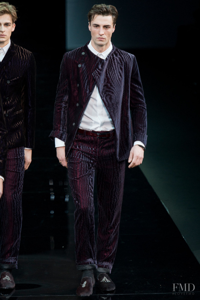 Nikolai Danielsen featured in  the Emporio Armani fashion show for Autumn/Winter 2014