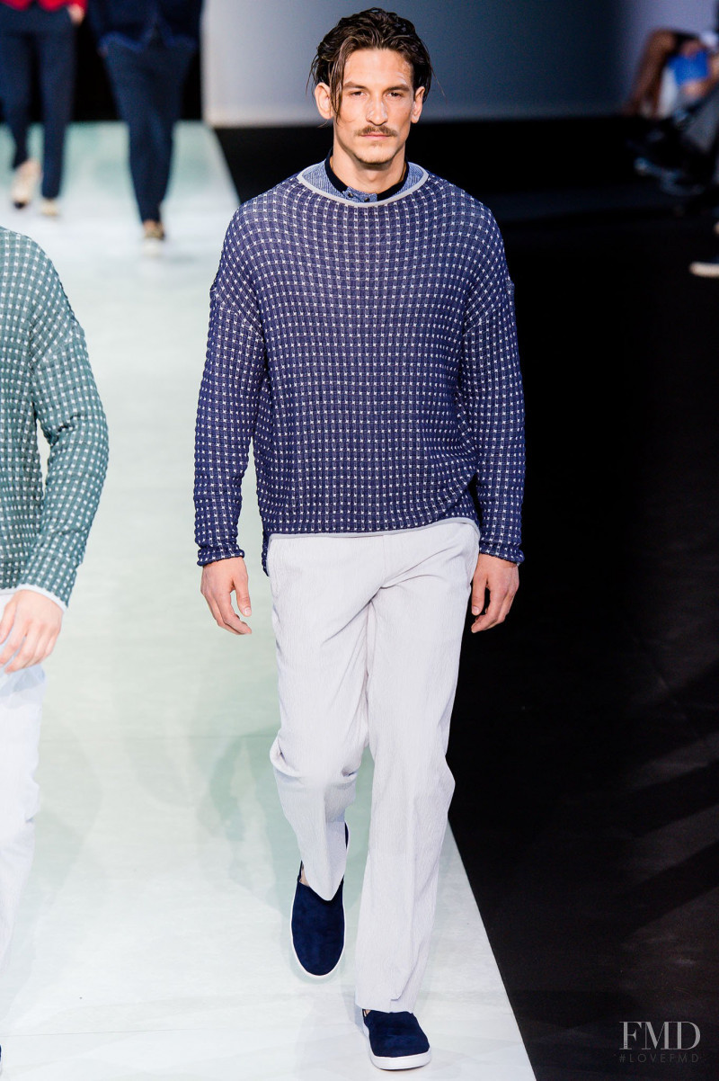 Jarrod Scott featured in  the Giorgio Armani fashion show for Spring/Summer 2014