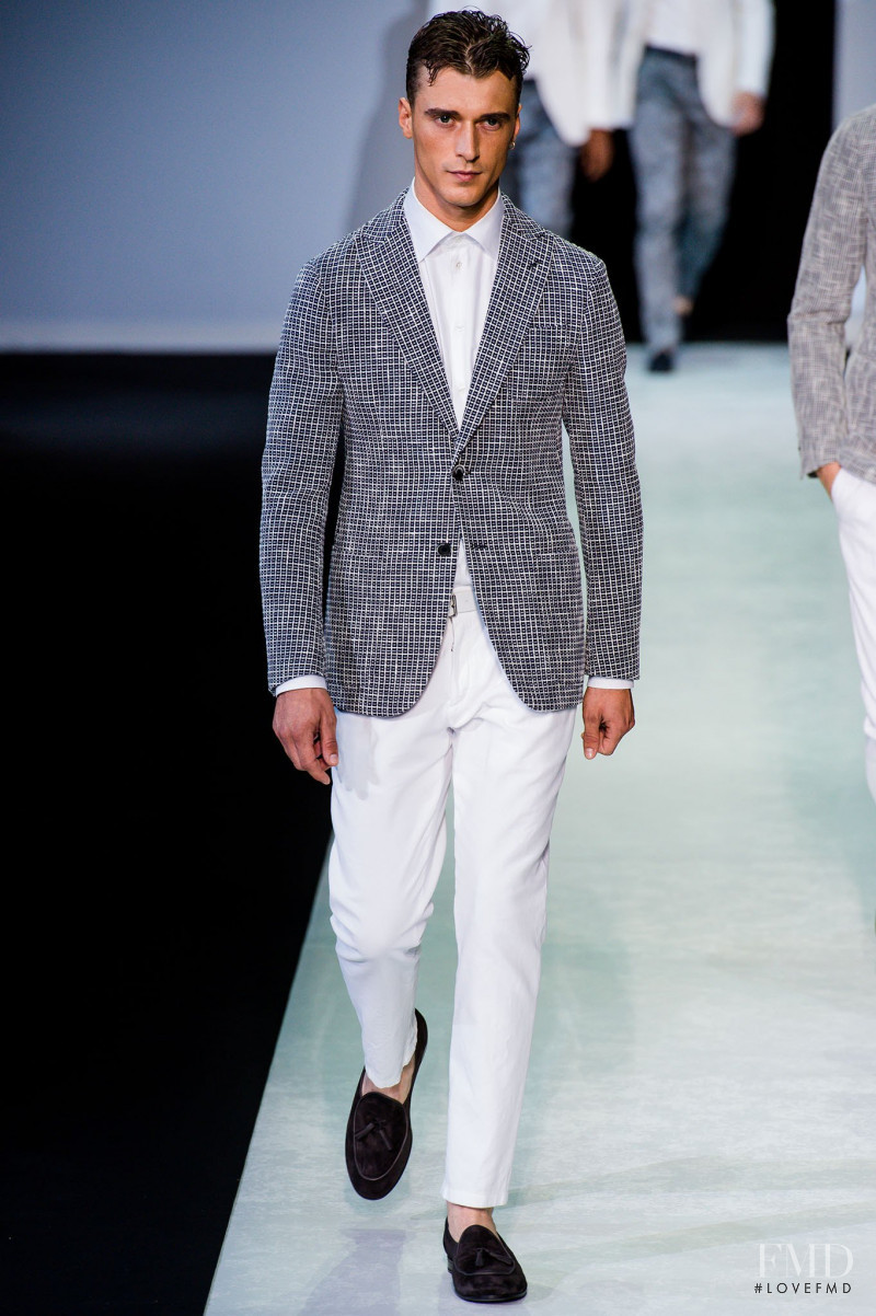 Clement Chabernaud featured in  the Giorgio Armani fashion show for Spring/Summer 2014