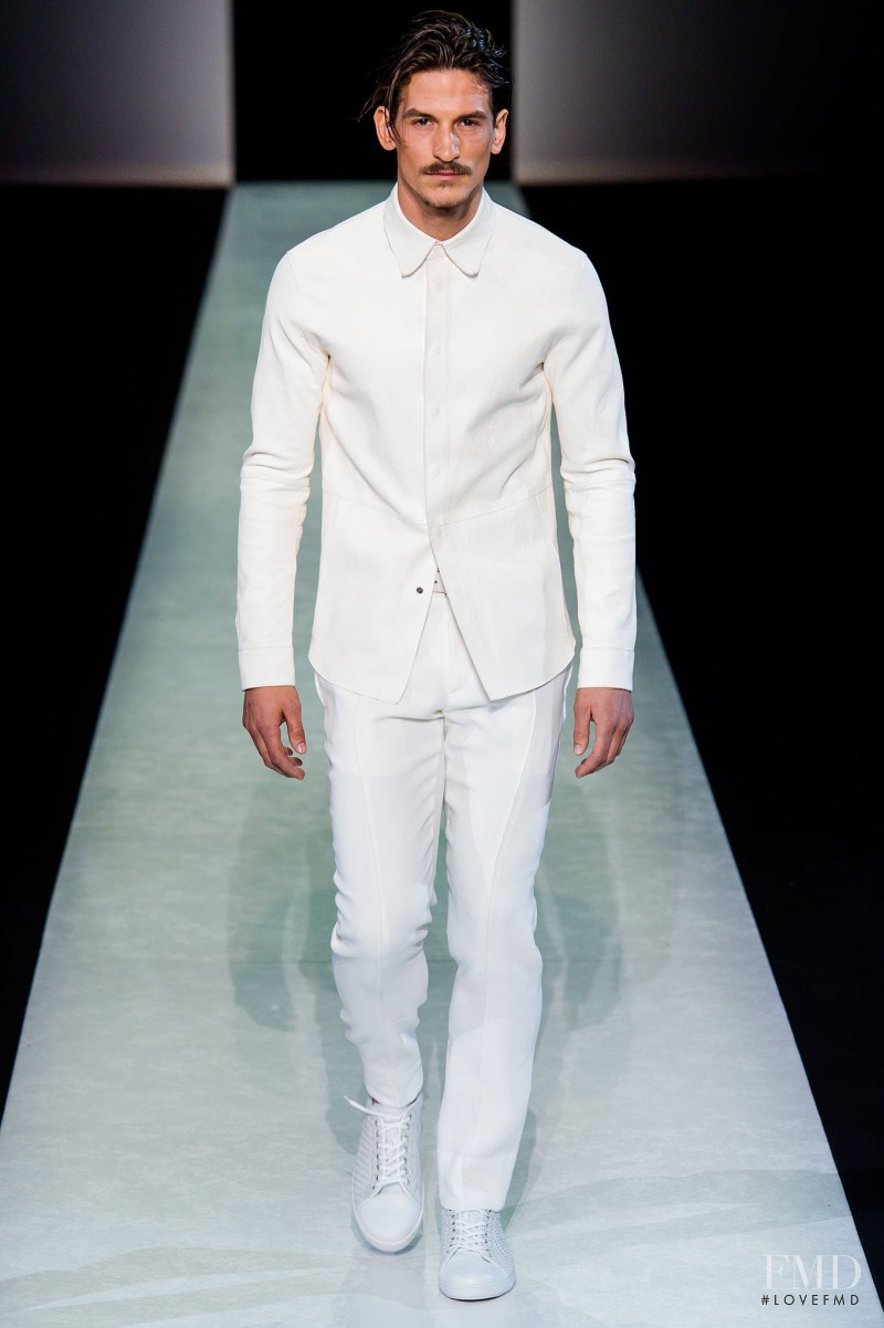 Jarrod Scott featured in  the Giorgio Armani fashion show for Spring/Summer 2014