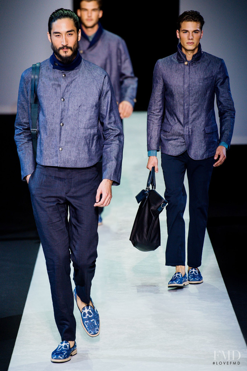 Tony Thornburg featured in  the Giorgio Armani fashion show for Spring/Summer 2014