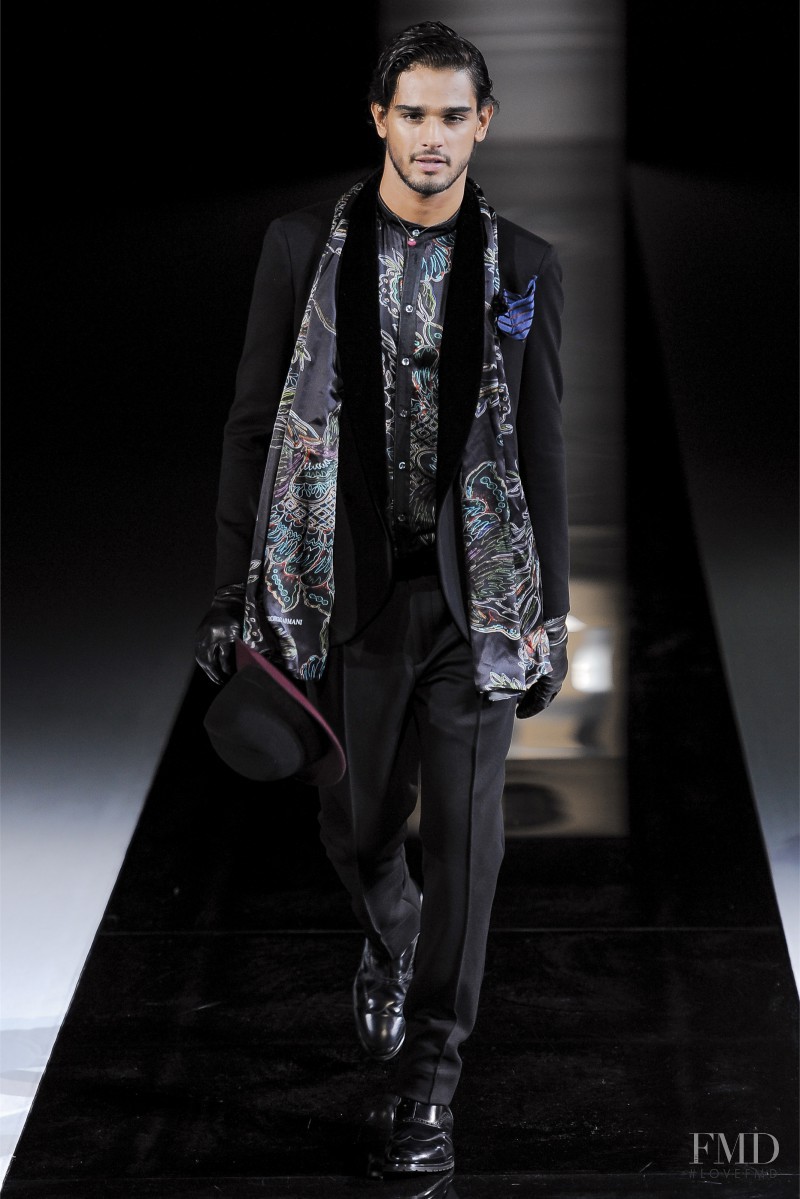 Marlon Teixeira featured in  the Giorgio Armani fashion show for Autumn/Winter 2013