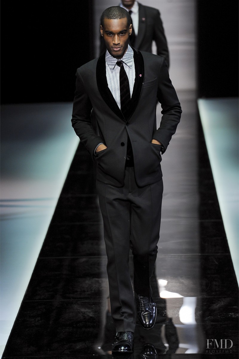 Corey Baptiste featured in  the Giorgio Armani fashion show for Autumn/Winter 2013