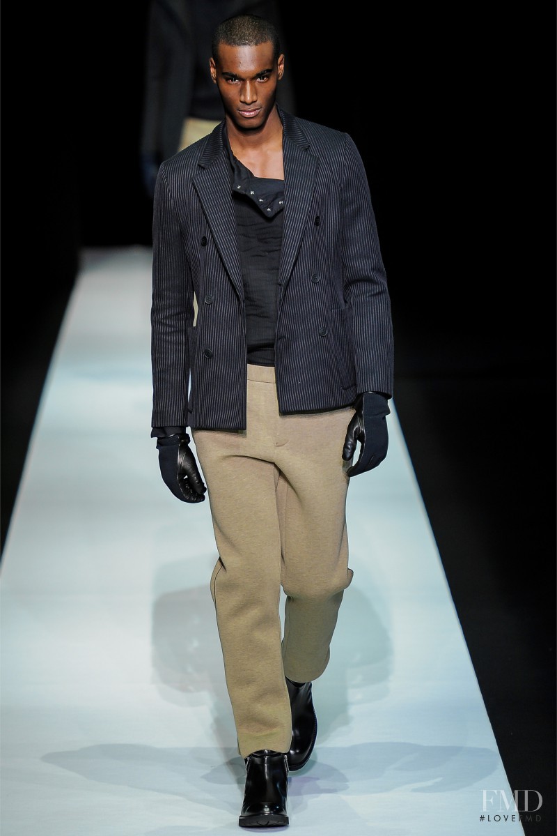 Corey Baptiste featured in  the Emporio Armani fashion show for Autumn/Winter 2013