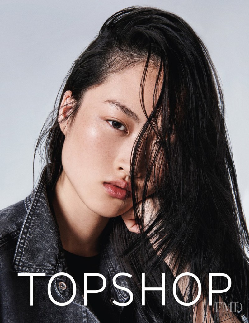 Jing Wen featured in  the Topshop Denim advertisement for Spring 2017