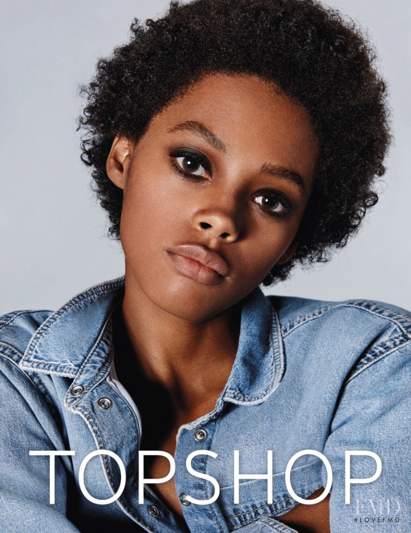 Londone Myers featured in  the Topshop Denim advertisement for Spring 2017