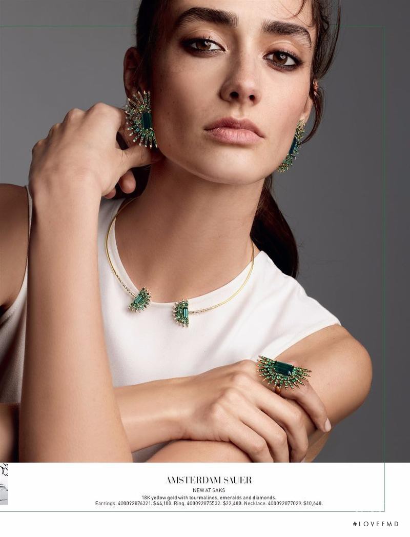 Amanda Googe featured in  the Saks Fifth Avenue Jewel Burst catalogue for Spring 2017