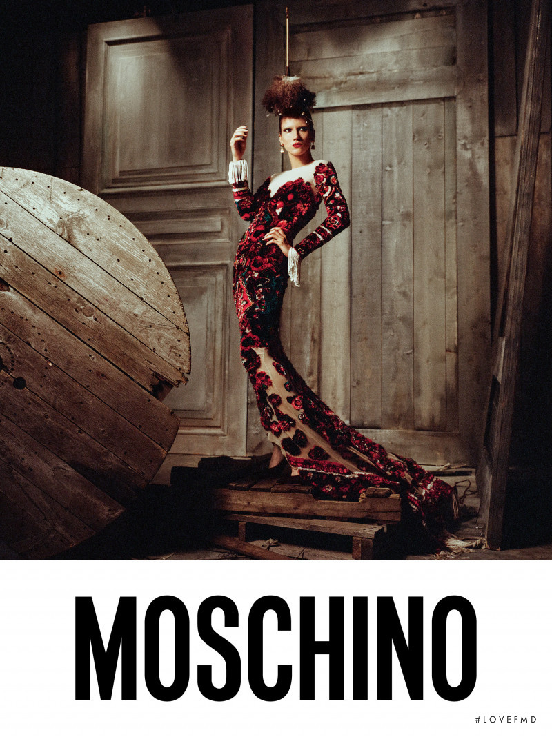 Tamy Glauser featured in  the Moschino advertisement for Autumn/Winter 2017