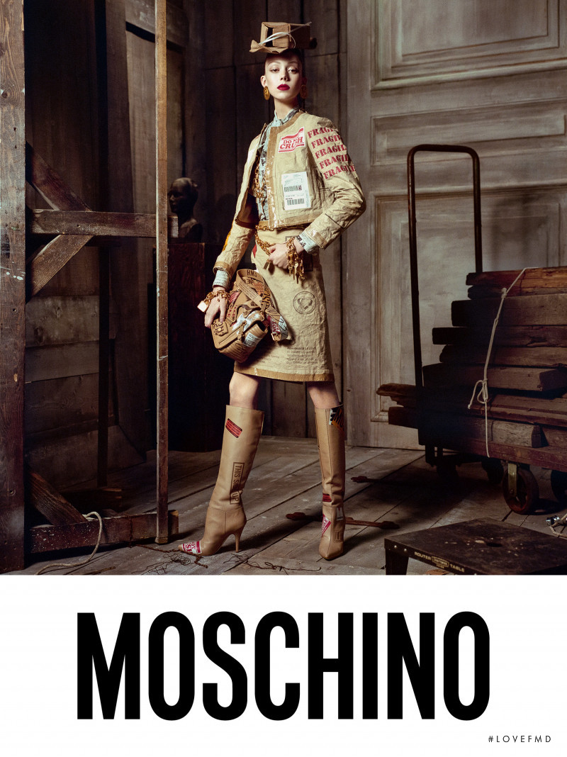 Natalie Westling featured in  the Moschino advertisement for Autumn/Winter 2017