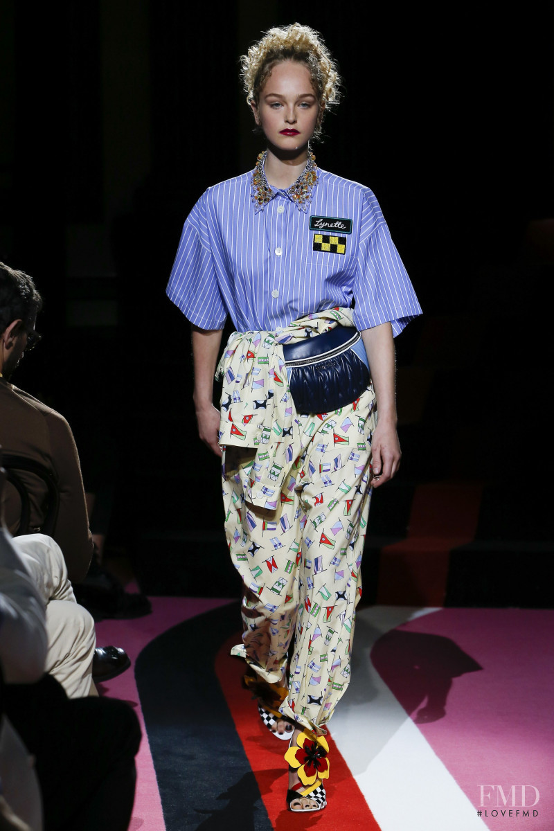 Jean Campbell featured in  the Miu Miu fashion show for Resort 2018