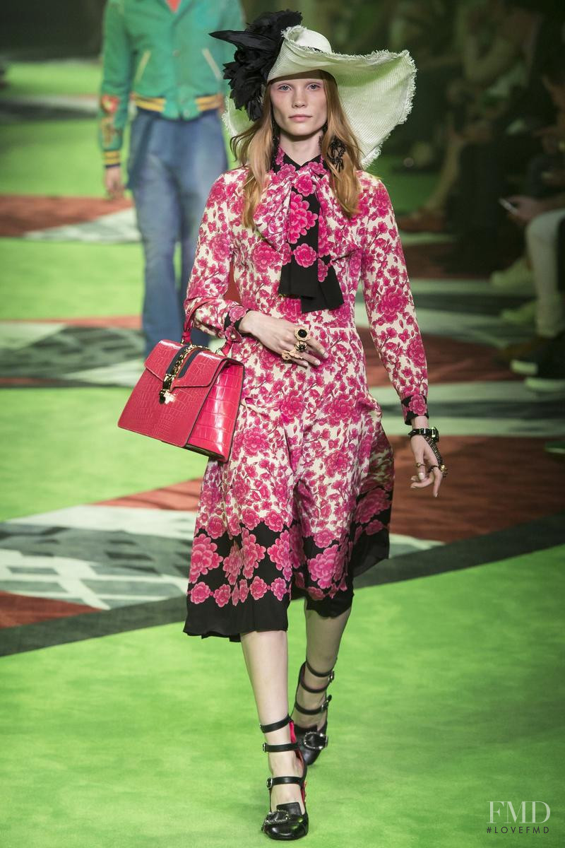 Polina Oganicheva featured in  the Gucci fashion show for Spring/Summer 2017
