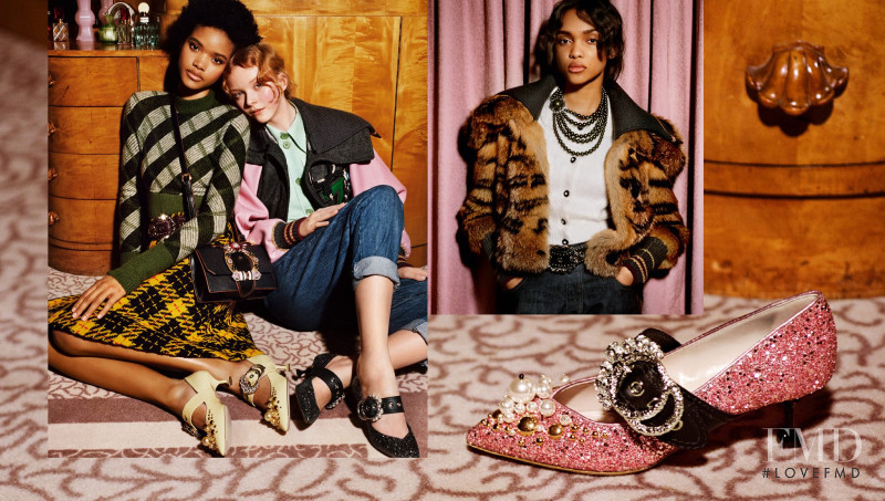 Iesha Hodges featured in  the Miu Miu advertisement for Pre-Fall 2017