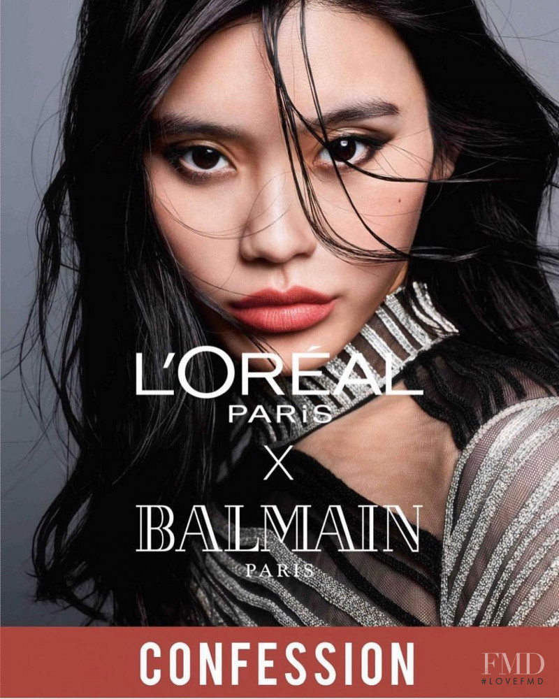 Ming Xi featured in  the L\'Oreal Paris x Balmain advertisement for Autumn/Winter 2017