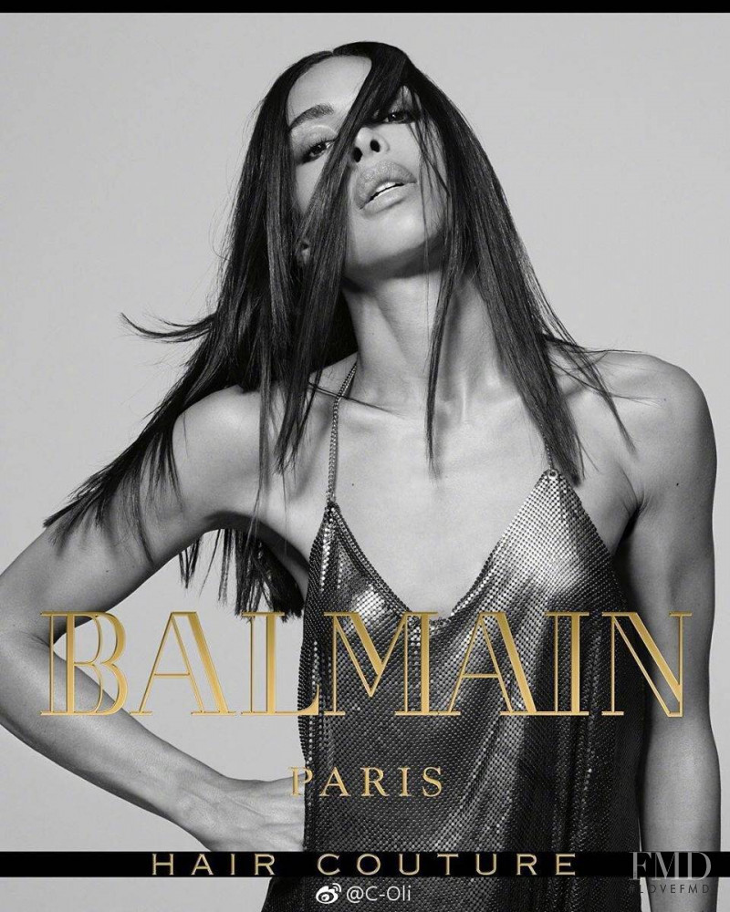 Inès Rau featured in  the Balmain Hair Couture advertisement for Autumn/Winter 2017