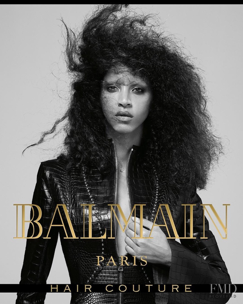 Noemie Lenoir featured in  the Balmain Hair Couture advertisement for Autumn/Winter 2017