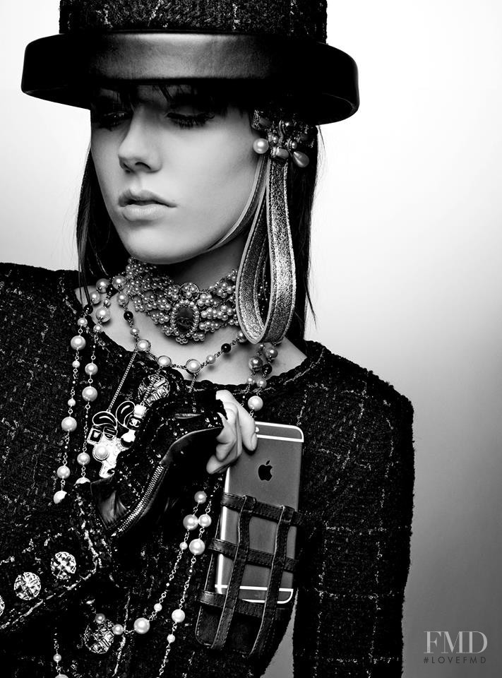 Kiki Willems featured in  the Chanel Métiers d\'Art Press Kit lookbook for Autumn/Winter 2016