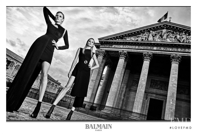 Lara Stone featured in  the Balmain advertisement for Autumn/Winter 2017