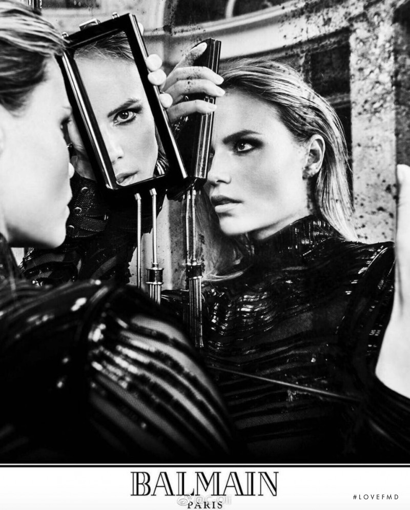 Natasha Poly featured in  the Balmain advertisement for Autumn/Winter 2017