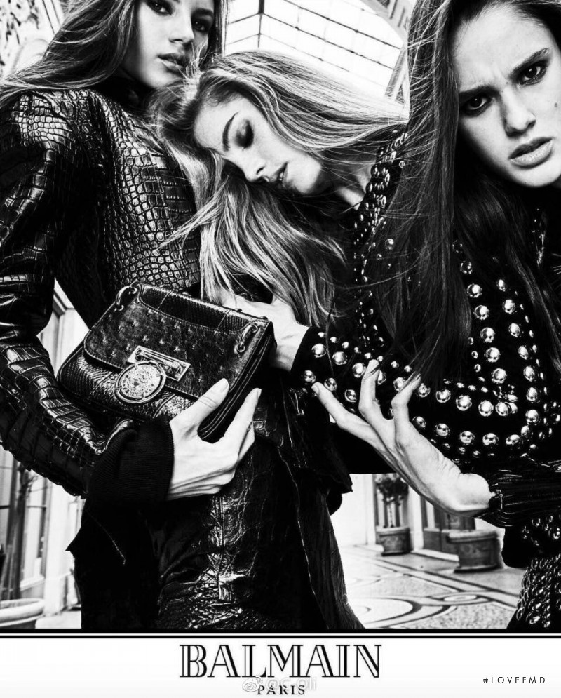 Alexina Graham featured in  the Balmain advertisement for Autumn/Winter 2017