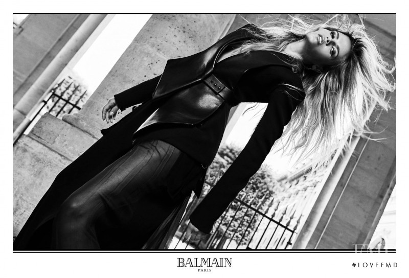 Natasha Poly featured in  the Balmain advertisement for Autumn/Winter 2017