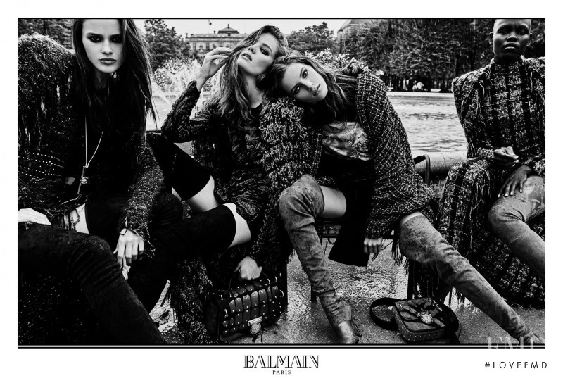 Alexina Graham featured in  the Balmain advertisement for Autumn/Winter 2017